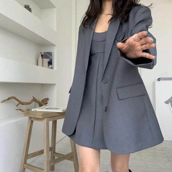 Trajes de mujer abrigo coreano para mujer chaqueta Blazer una pieza suelta elegante de gran tamaño solo Breasetd Mantel Oficina ropa de diseñador de lujo