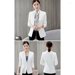 Costumes pour femmes Version coréenne Slim costume Blazer Mujer 2023 tempérament automne mode bureau dame simple boutonnage solide complet Blazers