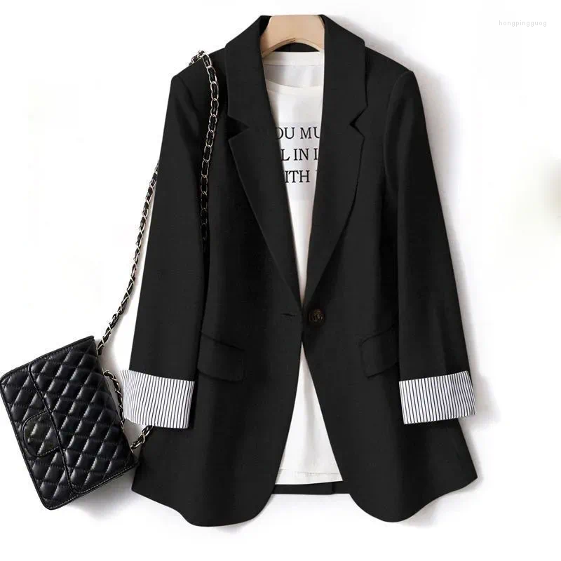 Damespakken Dames Lange mouw Leer Spring Casual Blazer Fashion Business Plaid Women Work Office Jackets Coats S-6XL