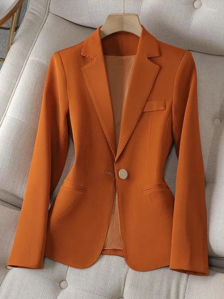 Trajes de mujer Oficina de gran tamaño Señoras Slim Formal Blazer Mujeres Beige Naranja Negro Mujer Trabajo Ropa de negocios Chaqueta para otoño invierno Y2K