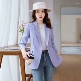 Suisse à femmes loisirs Blzer Taro Purple Suit Veste pour femmes 2024 Spring Automne High-Grade Fashion Volywear Outwear Elegant Slim Fit Top