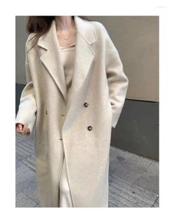 Dameskostuums Lange jas Mode Koreaanse casual losse windjack Dikker lange mouwen top Lady Winterkleding 2023 Warme effen kleur