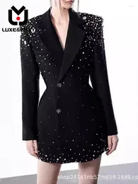 Damespakken Luxeenvy zwart licht Mature Style zware spijker Pak Pak Leerslijtage Frans uitstekende mode veelzijdig