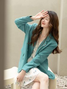 Damespakken Mishow Jackets For Women 2022 Spring Fashion Gotched Double Breasted Blazer Kantoor Lady Business Coat Vrouwelijke kleding