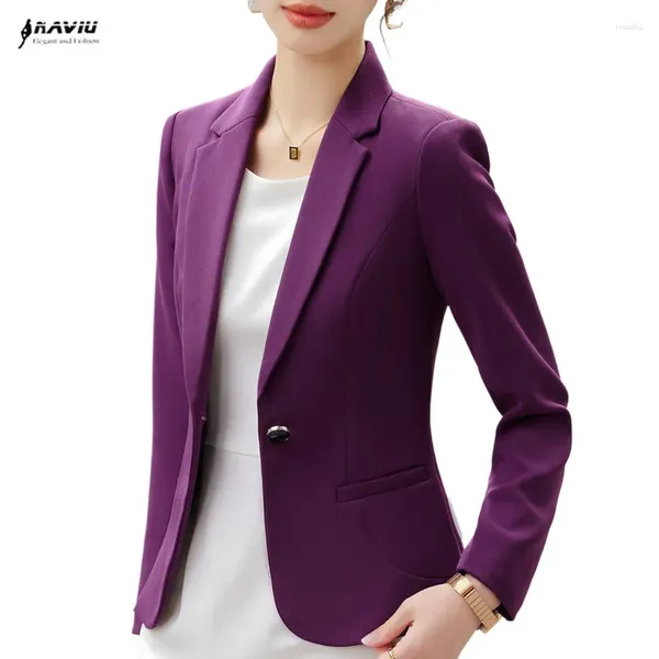 Costumes de femmes NAVIU Blazer Blazer Femme Business Work Uniforme Office Lady Professional Long Manche Slim Veste Femme Femme Mode