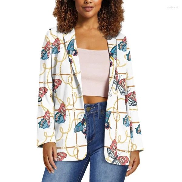 Trajes de mujer Noisydesigns mariposa estampado Floral mujeres Blazers y chaquetas de lujo delgadas señoras de alta calidad de manga larga de negocios femenino 2024