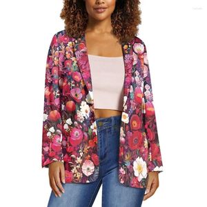 Damespakken Noisydesigns Rode Bloemen Blazers Voor Vrouwen Pak Kantoorkleding Dameskleding Boheemse Jassen Lente Herfst 2024 3XL Drop