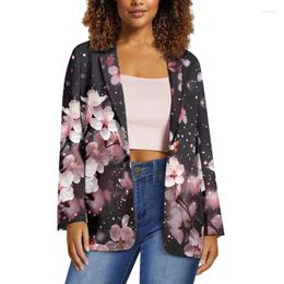 Costumes Femmes Noisydesigns Vintage Femmes Floral Imprimé Blazer Bohème Casual Vestes Femme À Manches Longues Noir Costume Élégant Travail Manteau 2024