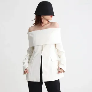 Trajes de mujer, abrigos con hombros descubiertos, chaqueta Sexy, trajes de moda de primavera, chaqueta de manga larga para mujer, chaqueta informal de oficina para mujer, negocios