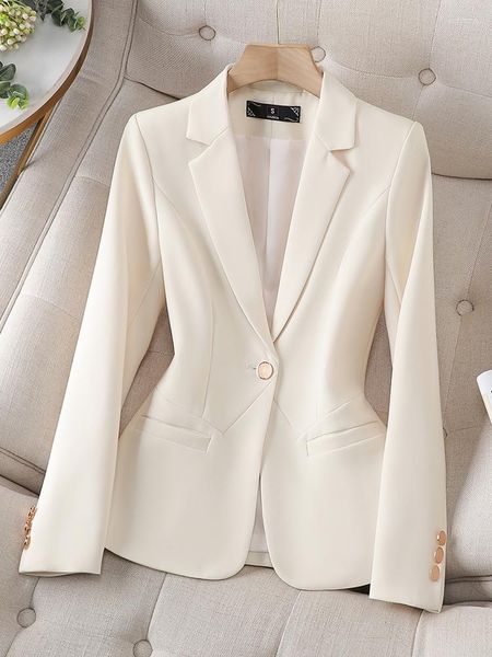 Trajes de mujer Oficina señoras Blazer Formal mujer Beige café negro mujer trabajo negocios desgaste chaqueta delgada para Otoño Invierno