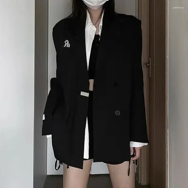 Trajes de mujer sobre ropa suelta Vestido sólido Blazer largo negro Abrigos de mujer para mujer Chaqueta de invierno coreana Ofertas Ropa de abrigo de alta calidad Oferta