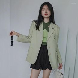 Costumes pour femmes vert pâle costume femmes manteau printemps automne 2023 mode coréenne à manches longues Blazer femme veste décontracté bureau dames hauts
