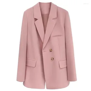 Costumes pour femmes Couleur rose Femmes Blazer 2023 Mode Col sur mesure Costume à simple boutonnage Manteau Bureau Dames Automne Femme Vêtements