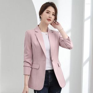 Costumes pour femmes Veste de costume rose Vêtements Femme Style coréen Automne 2023 Bureau Lady Blazer Un bouton à manches longues Solid Slim Manteaux Overwea