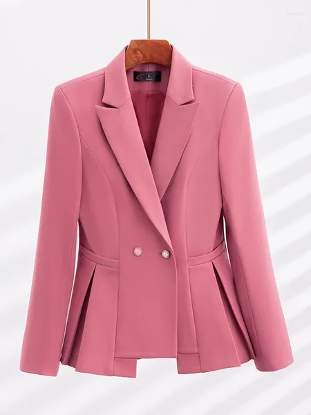 Costumes pour femmes Plus Taille Rouge Noir Rose Blazer Formel Pour Femmes Automne Hiver 2023 Bureau Dames À Manches Longues Veste De Travail Mode Manteau Occasionnel