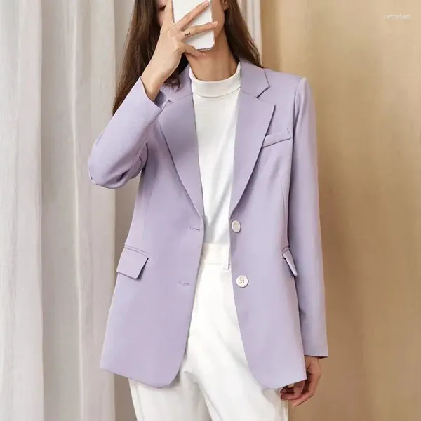 Costumes pour femmes Veste de costume violet pour femmes 2023 Printemps et automne Tempérament Style coréen Lâche Casual Couleur claire Business Wear Petit