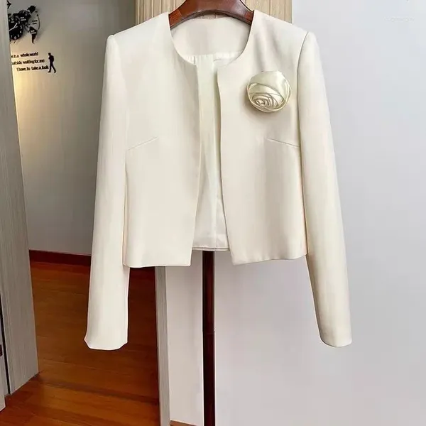 Costumes pour femmes, Cardigan déboutonné Rose, haut court, petite veste de costume parfumée pour femmes, Blazer, vêtements pour femmes