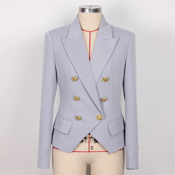 Trajes de mujer S-XXL negro púrpura albaricoque alta calidad doble botón traje cuello oblicuo abrigo chaqueta