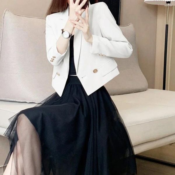 Trajes de mujer Blazer corto Mujer Ropa corta suelta Chaqueta Abrigos para mujer Ropa de abrigo blanca Sólida Sencillo Elegante Sastrería juvenil Oferta