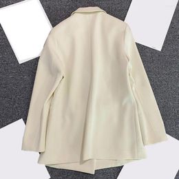 Ternos femininos pele-toque chique primavera outono elegante duplo breasted solto terno jaqueta lavável escritório blazer bolsos outerwear