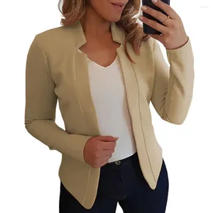 Damespakken Slim Fit Dames Blazer Kantoorwerk Blazers Lange mouwen Effen Kleur Gekerfde kraag Open steek Vest Bovenkleding