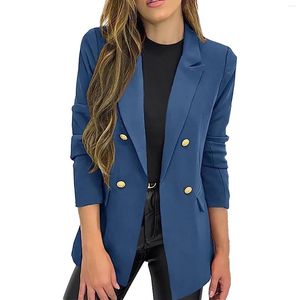 Trajes de mujer Chaqueta de traje pequeña Abrigo informal con botones de solapa de manga larga en A para mujeres Abrigos ligeros pequeños