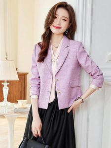 Costumes pour femmes solide Blazer court femmes à manches longues costume vestes Femme simple boutonnage manteau mince bureau dame travail hauts 2023 automne mode