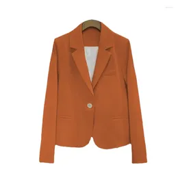 Costumes pour femmes Solid Femmes Blazer Mode Crantée Bouton unique Manches longues Moulante Office Lady Poche Vestes Court Polyvalent Top