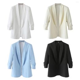 Damespakken lente 2023 Casual gekrulde mouwen revers kleine blazerblouse