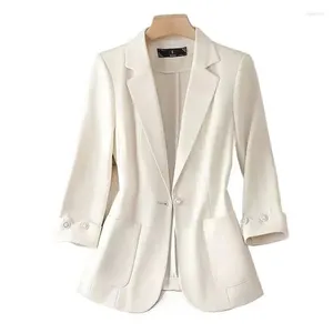 Costumes de femmes printemps automne veste décontractée Femme 2024 Cold de costume blanc en vrac Fashion femelle élégante Blazer Single Blazer Femme