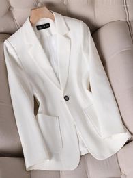 Damespakken Spring Autumn Elegant Simple Blazer Lange Mouw Single Button Office Ladies Jacket Business Work Wear Formal Coat With Pocket