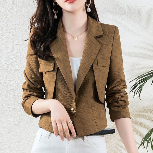 Trajes de mujer primavera otoño moda mujer Blazer Vintage Crop Blazers Top Chic elegante ropa de oficina traje prendas de vestir señoras chaquetas de calle