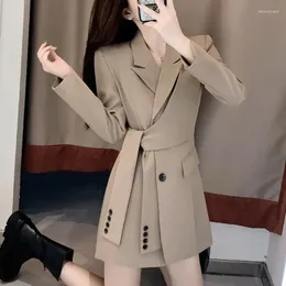 Costumes pour femmes printemps automne à manches longues Robe Blazer Outwear Fashion Slim Medium Double-Basted Preted Suit Jirt