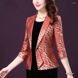 Costumes de femmes printemps automne femme bureau dame one bouton mince 3/4 manteau de blazer femme vêtements d'été orange 4xl blashers floraux manteaux