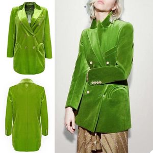 Costumes de printemps pour femmes, Blazer de haute qualité, Double boutonnage, veste verte sur mesure, 1 pièce, manteau décontracté quotidien