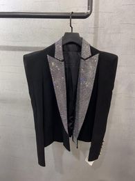 Trajes de mujer primavera lujo 2022 moda mujer diamantes hombreras negro Blazer señoras Chic prendas de vestir exteriores abrigo Ddxgz2 3,03