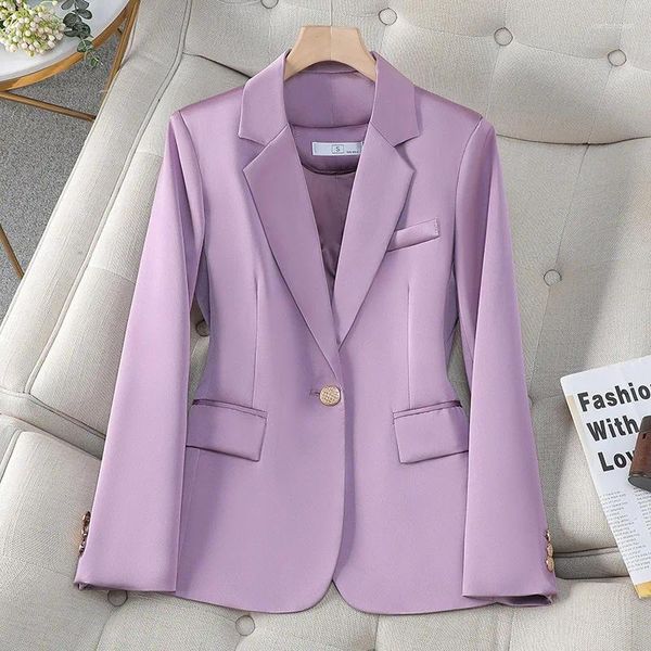 Costumes de femmes printemps un bouton Blazer Blazer Long Manche élégante Office Lady Blazers Solide Casual Femme Ourwear Mujer Coats Business