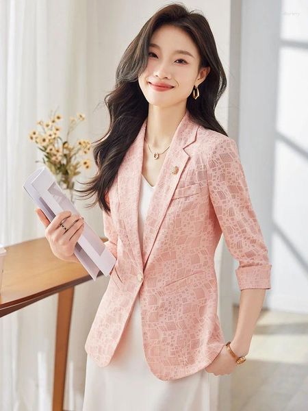 Suits de mujeres Spring Summer Formal Formal Pink Ol Styles Blazers Jackets Coata Oficina profesional de la carrera Damas de la carrera