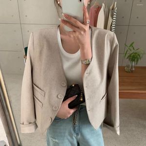 Costumes pour femmes printemps V Neck Coute Blazer Veste Bright Line Design Slim Fit Outwears Female Tops 2024