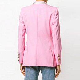 Damespakken Spring Women Jacket Designer Rose Flower Single Button Pink Slim Blazer Coat Streetwear Office Lady Gedrukte voering S-2XL BLA