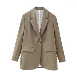 Costumes pour femmes, Blazer droit et Long, surdimensionné, manches, veste de bureau, bouton masculin, automne