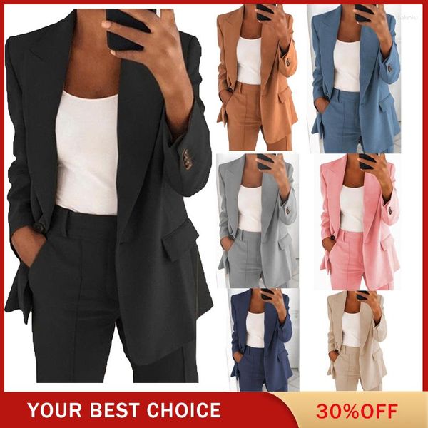 Costumes pour femmes élégant revers mince Cardigan Blazer élégant Sport veste ajustée costume affaires surdimensionné vêtements de Sport bureau dames S