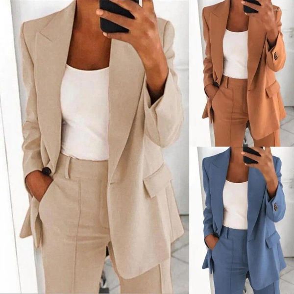 Trajes de mujer chaqueta de traje de verano para el collar falso bolsones de bolsillos blazer blazer negocios transpirable ropa casual de mujeres