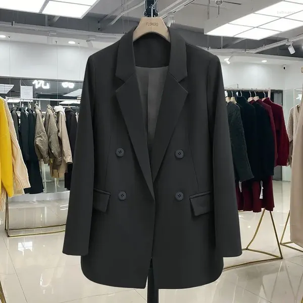 Trajes de mujer, traje de primavera 2023, estilo negro coreano, recto, elegante, ropa de trabajo para chica británica, chaqueta pequeña, Blazer a la moda para mujer