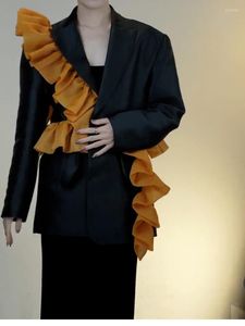 Costumes pour femmes SuperAen 2023 femmes mode coréenne volants Blazer manteau noir à manches longues vêtements d'extérieur Chic veste