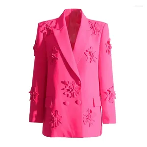 Costumes pour femmes SuperAen 2024 printemps été haute rue rose fleur Blazer veste ample tenue de bureau femmes