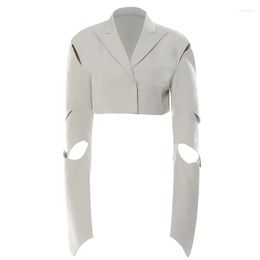 Costumes pour femmes SuperAen Hollow Sleeve Irregular Fashion Design Suit Veste courte Hugh Street Blazer