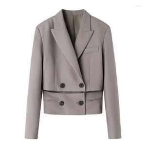 Women's Suits SuperAen Summer 2023 Double Breasted Solid Color Coat Women Loose Office Lady Jacket