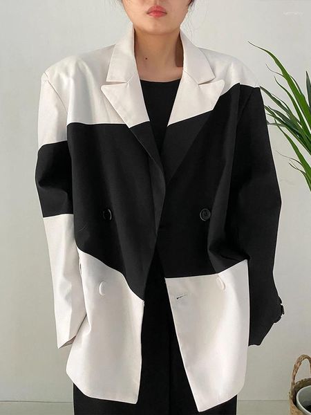 Trajes de mujer Tannt, Blazer para mujer, Blazers y chaquetas a juego de Color blanco y negro, abrigos de gran tamaño a la moda Vintage irregulares 2023