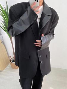 Trajes de mujer Tannt chaqueta de mujer Pu cuero Patchwork Vintage Blazers y chaquetas Moda irregular largo elegante chaqueta elegante de mujer